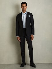 Reiss Blue Kiana Slim Fit Cotton Blend Shirt - Image 3 of 7