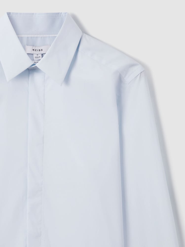 Reiss Blue Kiana Slim Fit Cotton Blend Shirt - Image 6 of 7