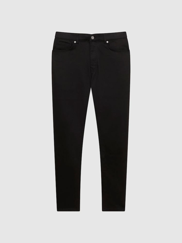 Reiss Black Rufus Tapered Slim Fit Jersey Stretch Jeans - Image 2 of 5