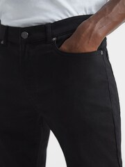 Reiss Black Rufus Tapered Slim Fit Jersey Stretch Jeans - Image 4 of 5