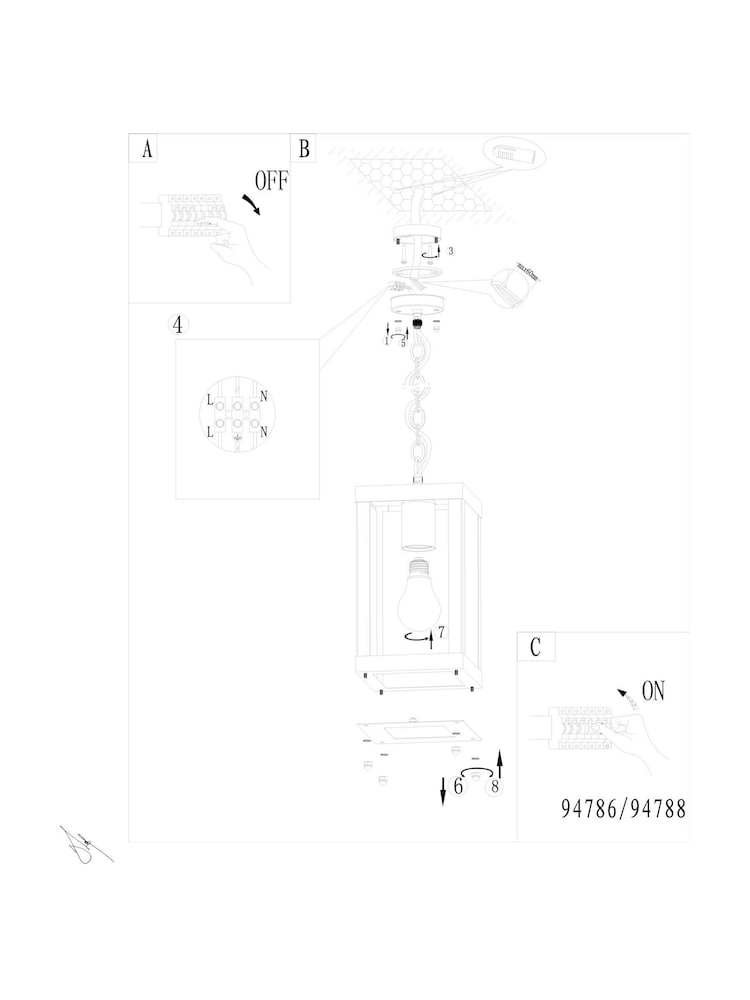 Eglo Black Alamonte Caged Outdoor Pendant Light - Image 5 of 5