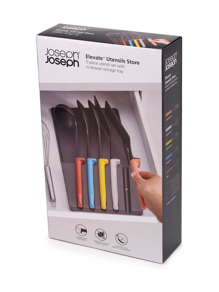 Joseph Joseph 5 Piece Black Elevate Utensil Set With In-Drawer Tray - Image 4 of 4