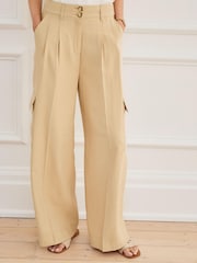 Camel Brown Smart Utility Cargo Wide Leg Trousers - Image 1 of 3