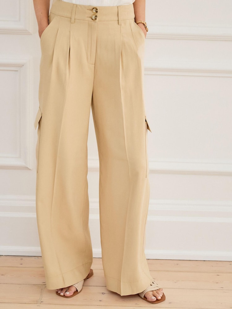 Camel Brown Smart Utility Cargo Wide Leg Trousers - Image 1 of 3
