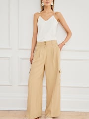 Camel Brown Smart Utility Cargo Wide Leg Trousers - Image 2 of 3