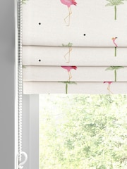 Sara Miller Cream Kids Flamingo Made To Measure Roman 100% Cotton Blind - Image 2 of 6