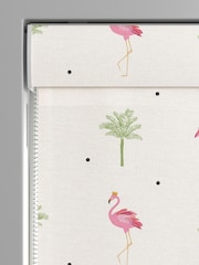 Sara Miller Cream Kids Flamingo Made To Measure Roman 100% Cotton Blind - Image 3 of 6