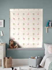 Sara Miller Cream Kids Flamingo Made To Measure Roman 100% Cotton Blind - Image 5 of 6