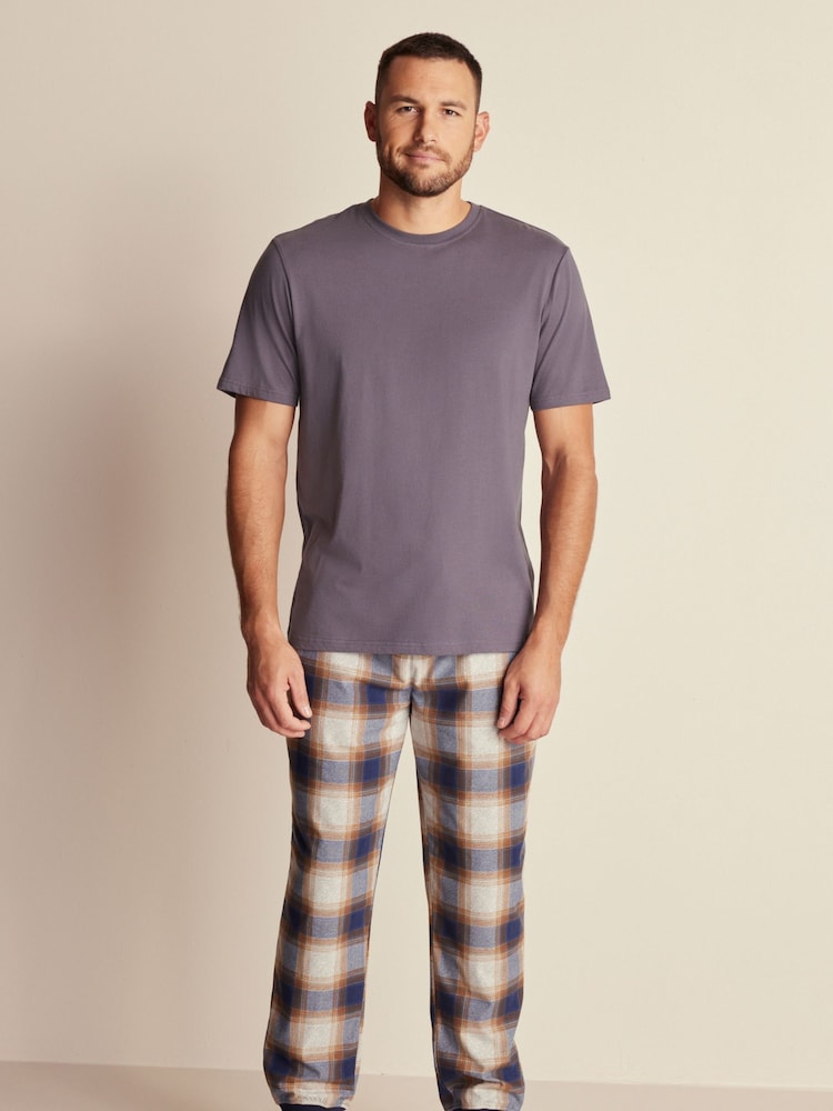 Grey Check Motionflex Cosy Cuffed Pyjamas Set - Image 1 of 9