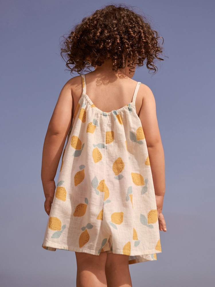 Yellow Lemons Printed Cotton Playsuit (3mths-8yrs) - Image 2 of 6