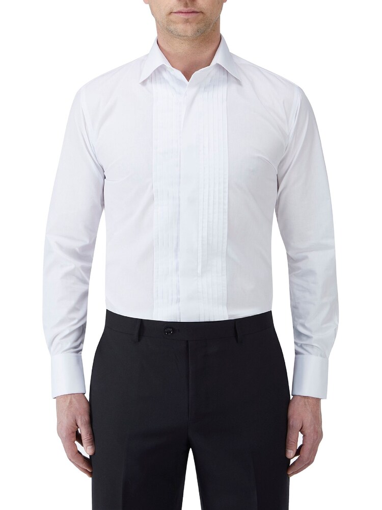 Skopes White Tailored Fit Pleat Formal Dress Shirt - Image 1 of 5