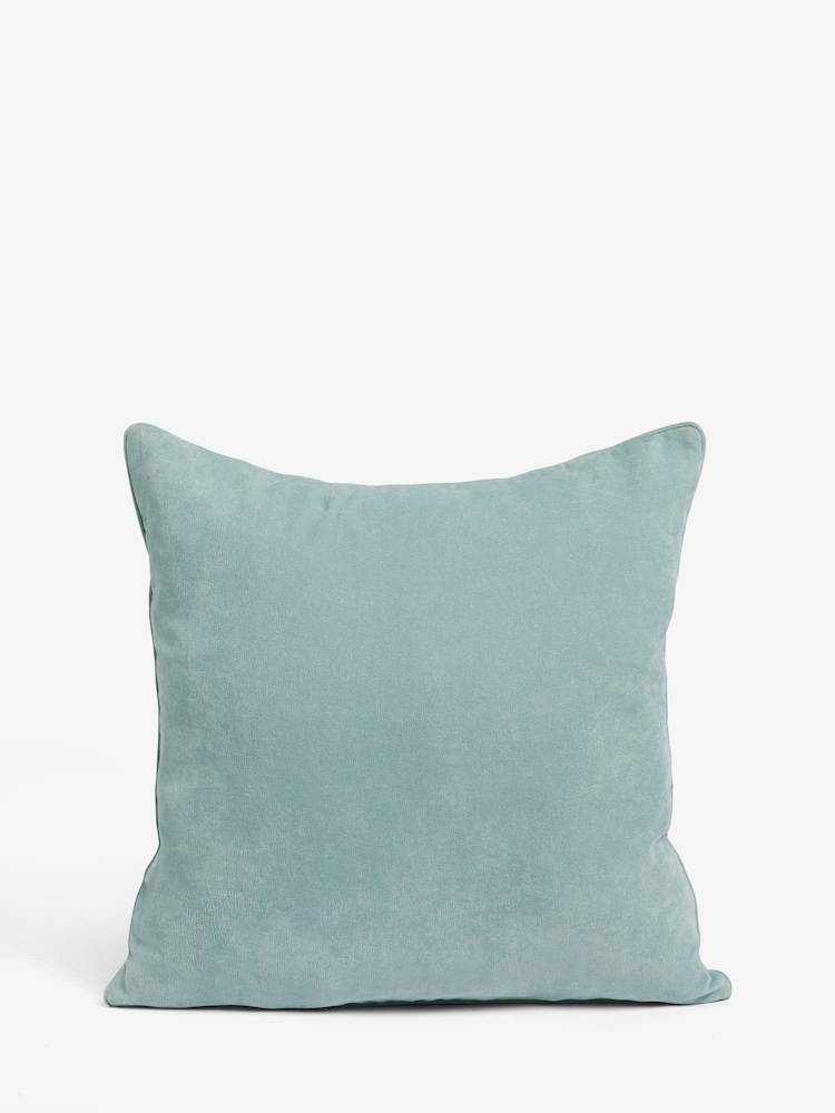 Slate Teal Blue 59 x 59cm Soft Velour Cushion - Image 2 of 4