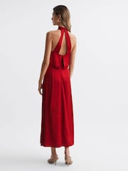 Reiss Red Lornie Halter Maxi Dress - Image 5 of 7