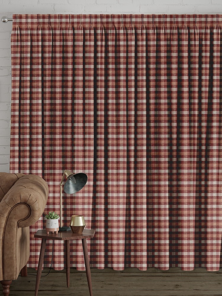 Red Cleveland Check Made To Measure Curtains - Image 1 of 8