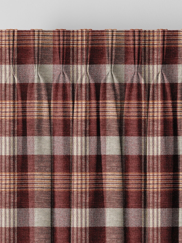 Red Cleveland Check Made To Measure Curtains - Image 2 of 8