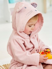 JoJo Maman Bébé Light Pink Mouse Cotton Towelling Robe - Image 2 of 6