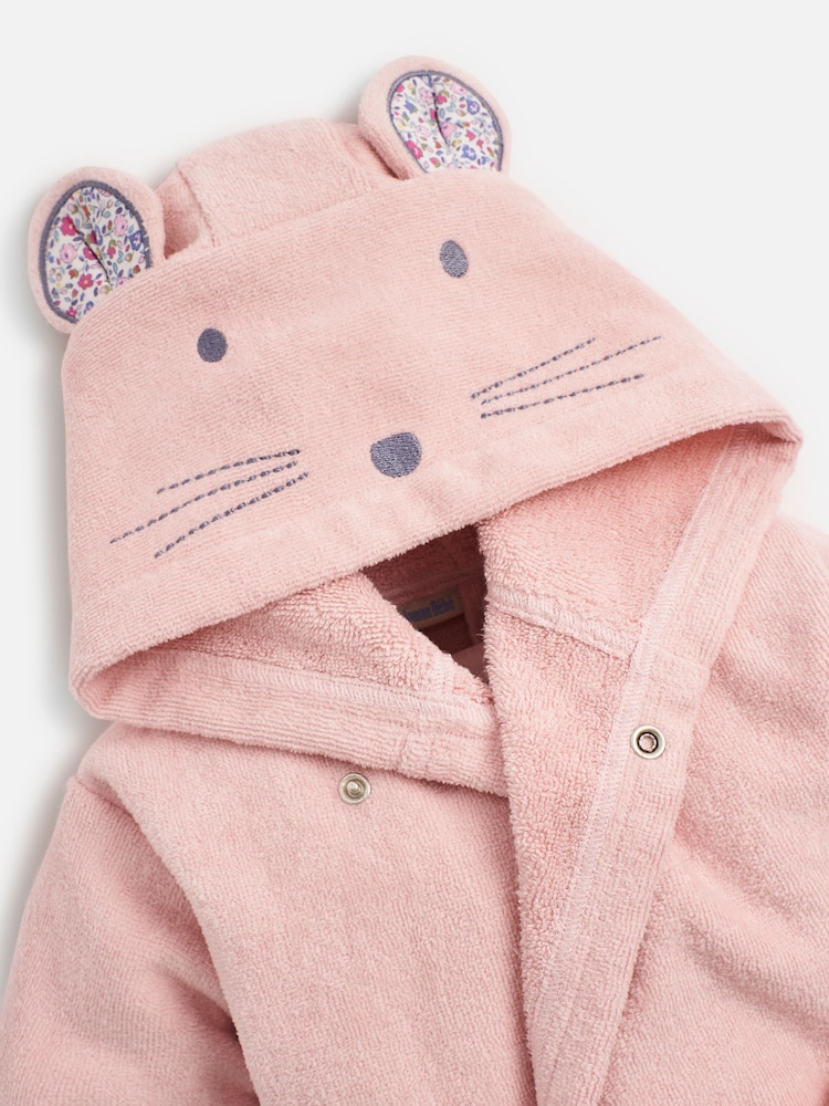 JoJo Maman Bébé Light Pink Mouse Cotton Towelling Robe - Image 6 of 6