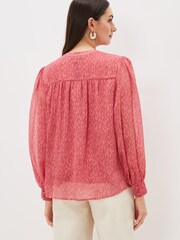 Phase Eight Black Sharpay Printed Chiffon Blouse - Image 2 of 6