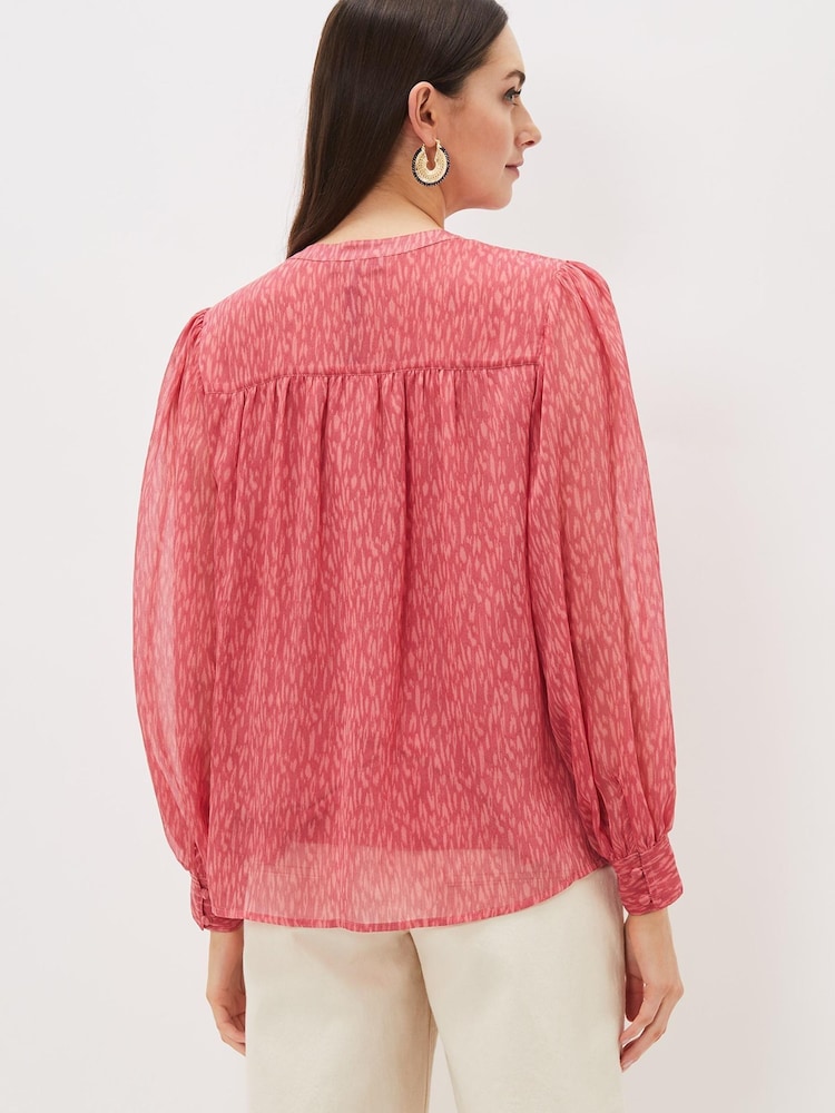 Phase Eight Black Sharpay Printed Chiffon Blouse - Image 2 of 6