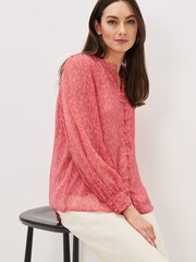 Phase Eight Black Sharpay Printed Chiffon Blouse - Image 3 of 6