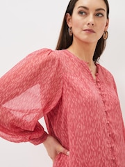 Phase Eight Black Sharpay Printed Chiffon Blouse - Image 5 of 6