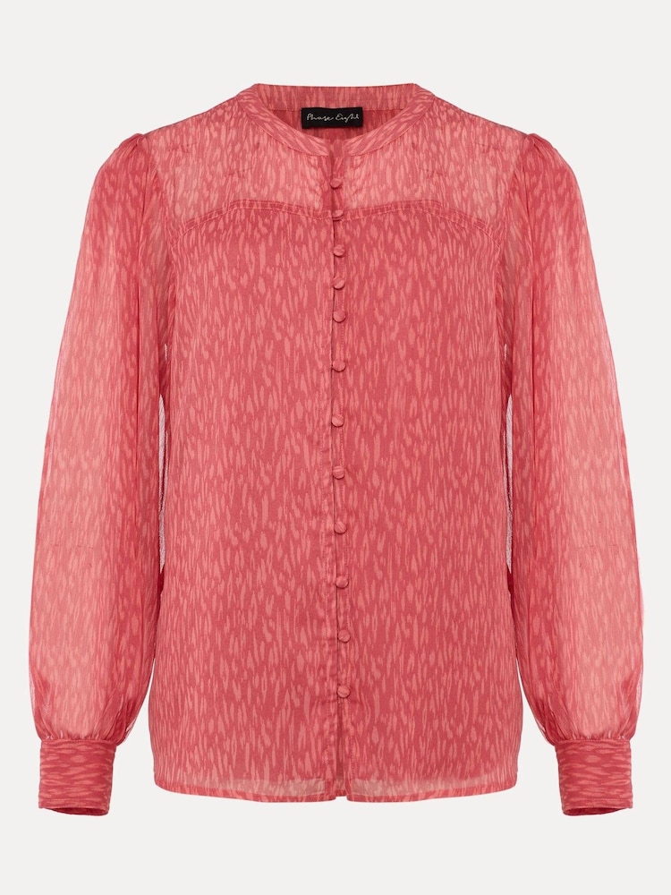 Phase Eight Black Sharpay Printed Chiffon Blouse - Image 6 of 6