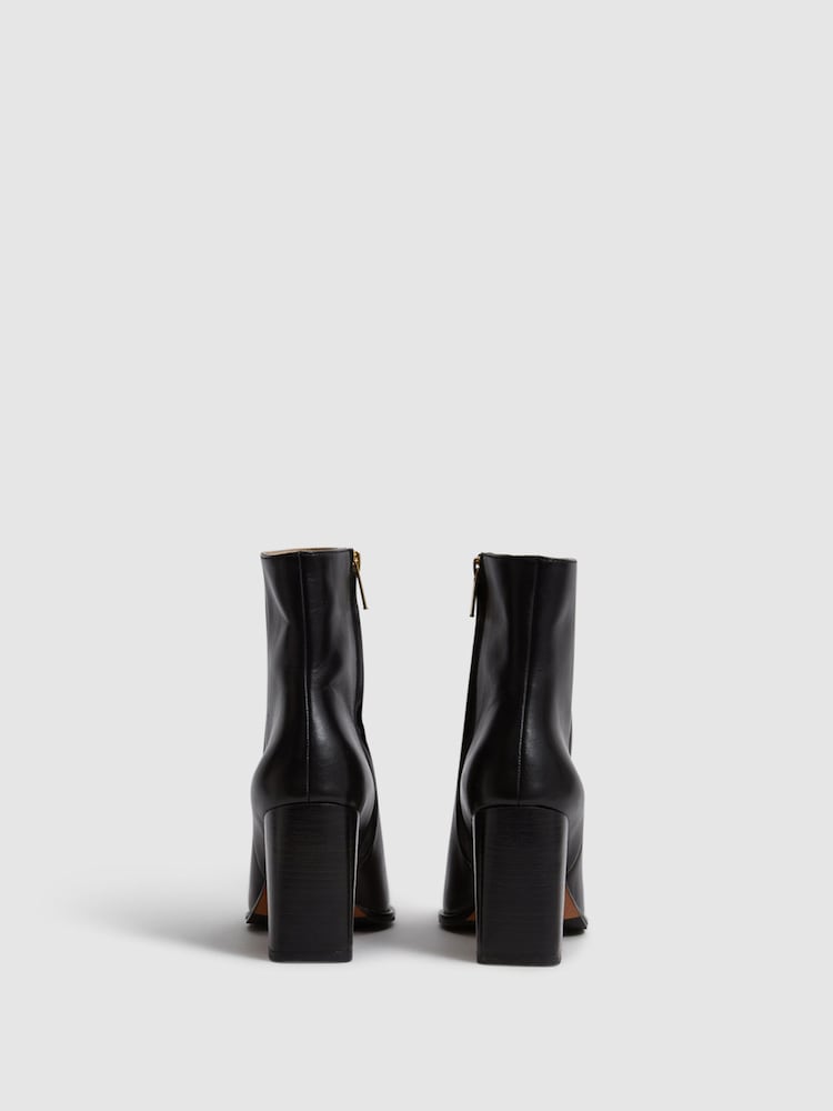 Reiss Black Casey Square Toe Block High heel Boot - Image 2 of 6