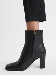 Reiss Black Casey Square Toe Block High heel Boot - Image 3 of 6