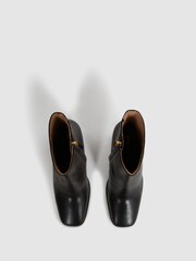 Reiss Black Casey Square Toe Block High heel Boot - Image 4 of 6