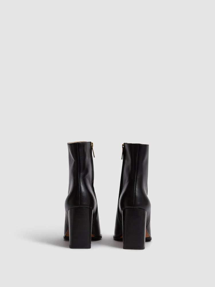 Reiss Black Casey Square Toe Block High heel Boot - Image 6 of 6 Reiss Black Casey Square Toe Block High heel Boot - Image 6 of 6