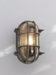 Searchlight Silver Oz Oval Silver Outdoor Wall Light - Image 1 of 3
