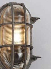 Searchlight Silver Oz Oval Silver Outdoor Wall Light - Image 2 of 3