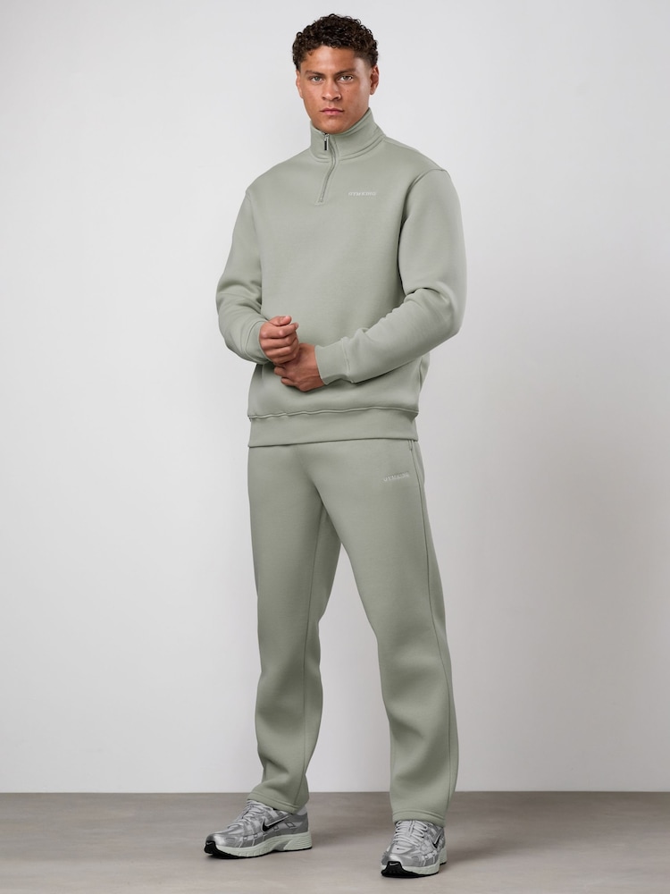 Gym King Green Fundamental Linear Quarter Zip Funnel Jumper - Image 1 of 4 Gym King Green Fundamental Linear Quarter Zip Funnel Jumper - Image 1 of 4