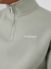 Gym King Green Fundamental Linear Quarter Zip Funnel Jumper - Image 4 of 4