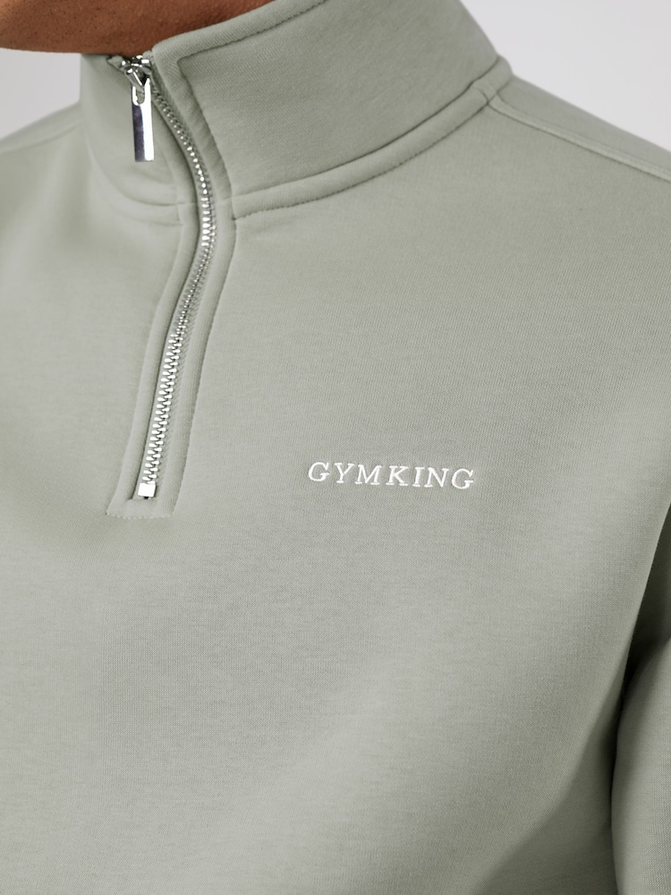 Gym King Green Fundamental Linear Quarter Zip Funnel Jumper - Image 4 of 4 Gym King Green Fundamental Linear Quarter Zip Funnel Jumper - Image 4 of 4