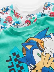 White/Aqua Blue Sonic Licensed T-Shirt 2 Pack (3-16yrs) - Image 5 of 7