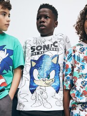 White/Aqua Blue Sonic Licensed T-Shirt 2 Pack (3-16yrs) - Image 7 of 7