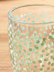 Set of 2 Sage Green Polka Dot Glass Mugs - Image 3 of 4