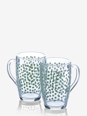Set of 2 Sage Green Polka Dot Glass Mugs - Image 4 of 4