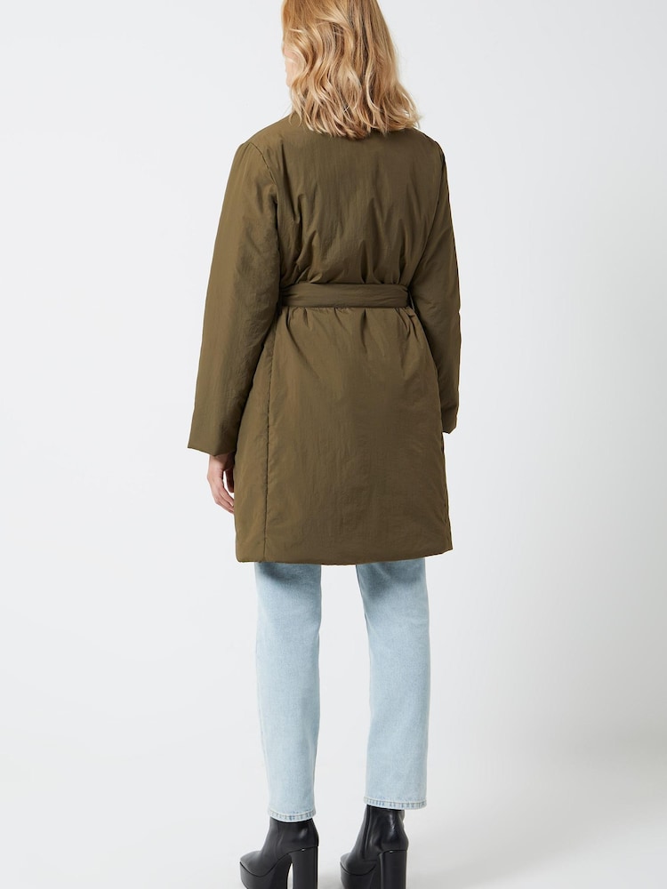 French Connection Green Rosalie Long Wrap Puffer Coat - Image 2 of 4