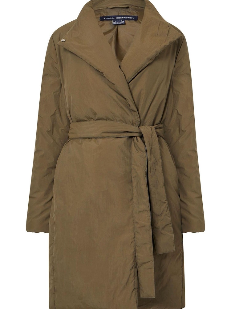 French Connection Green Rosalie Long Wrap Puffer Coat - Image 4 of 4
