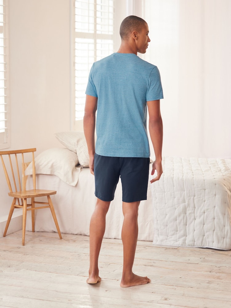 Blue Stripe Jersey Pyjama Shorts Set 2 Pack - Image 4 of 11