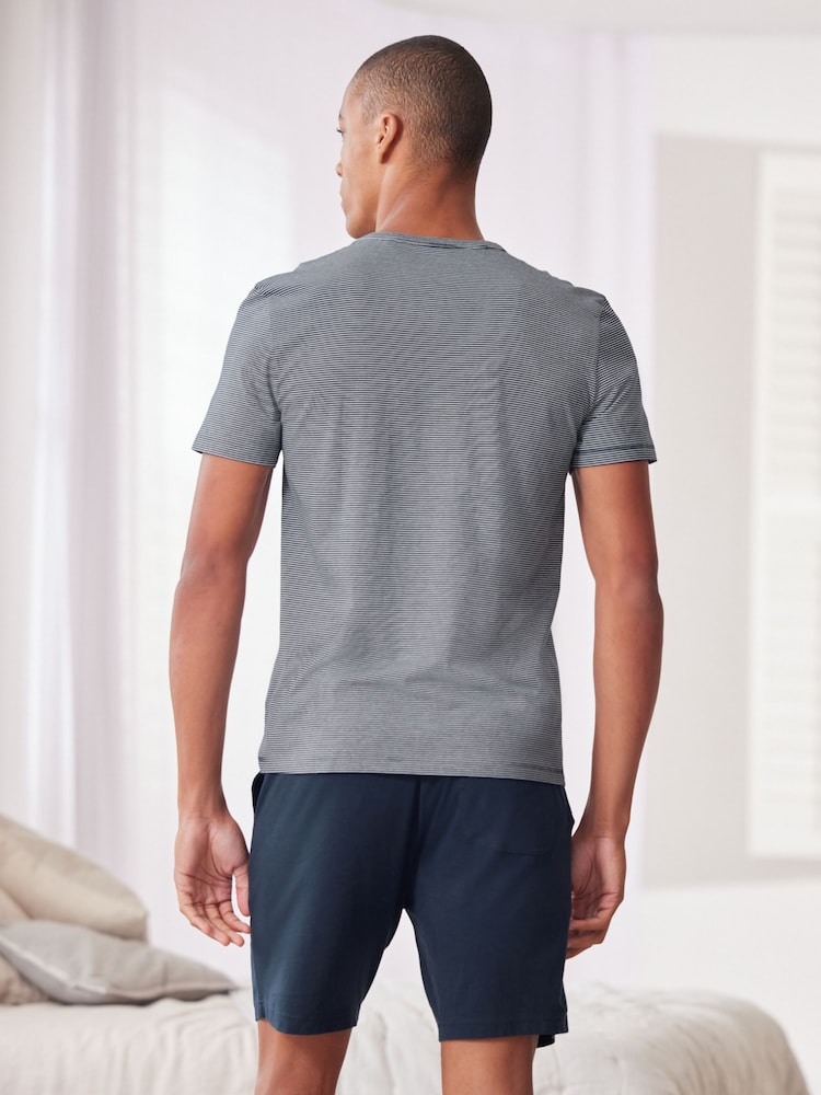 Blue Stripe Jersey Pyjama Shorts Set 2 Pack - Image 7 of 11