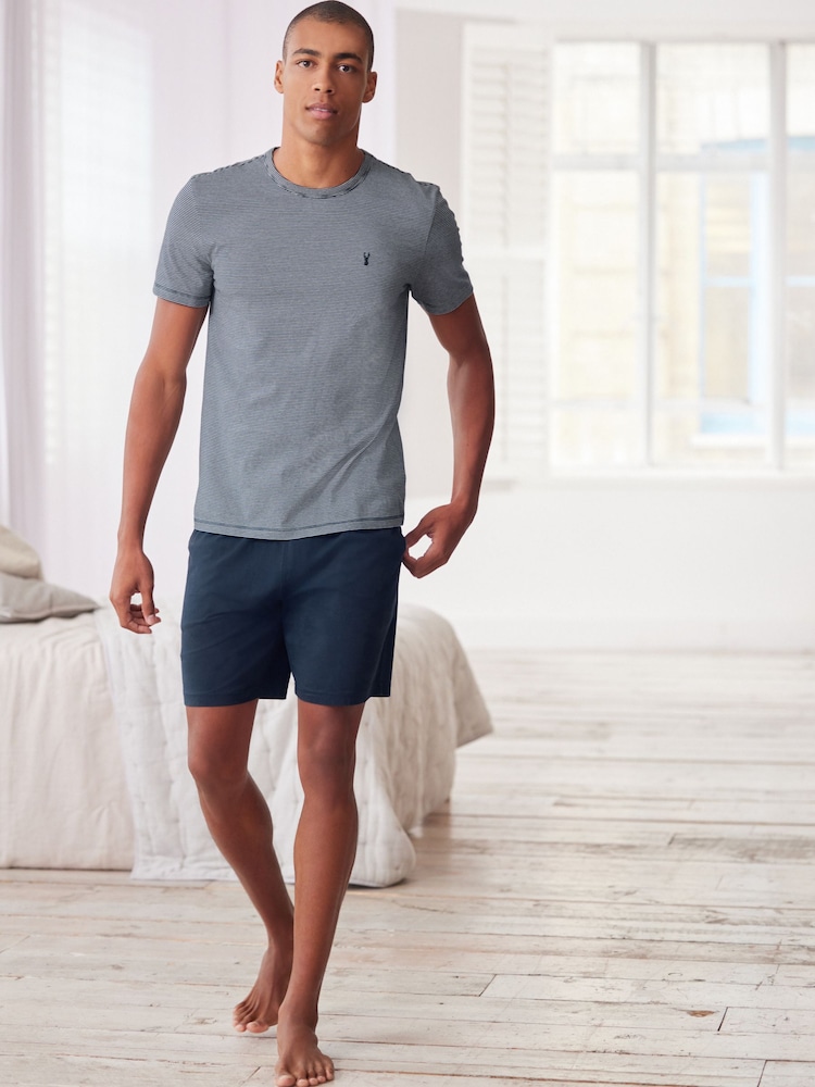 Blue Stripe Jersey Pyjama Shorts Set 2 Pack - Image 8 of 11
