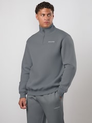 Gym King Grey Fundamental Linear Quarter Zip Funnel Jumper - Image 3 of 4