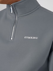 Gym King Grey Fundamental Linear Quarter Zip Funnel Jumper - Image 4 of 4