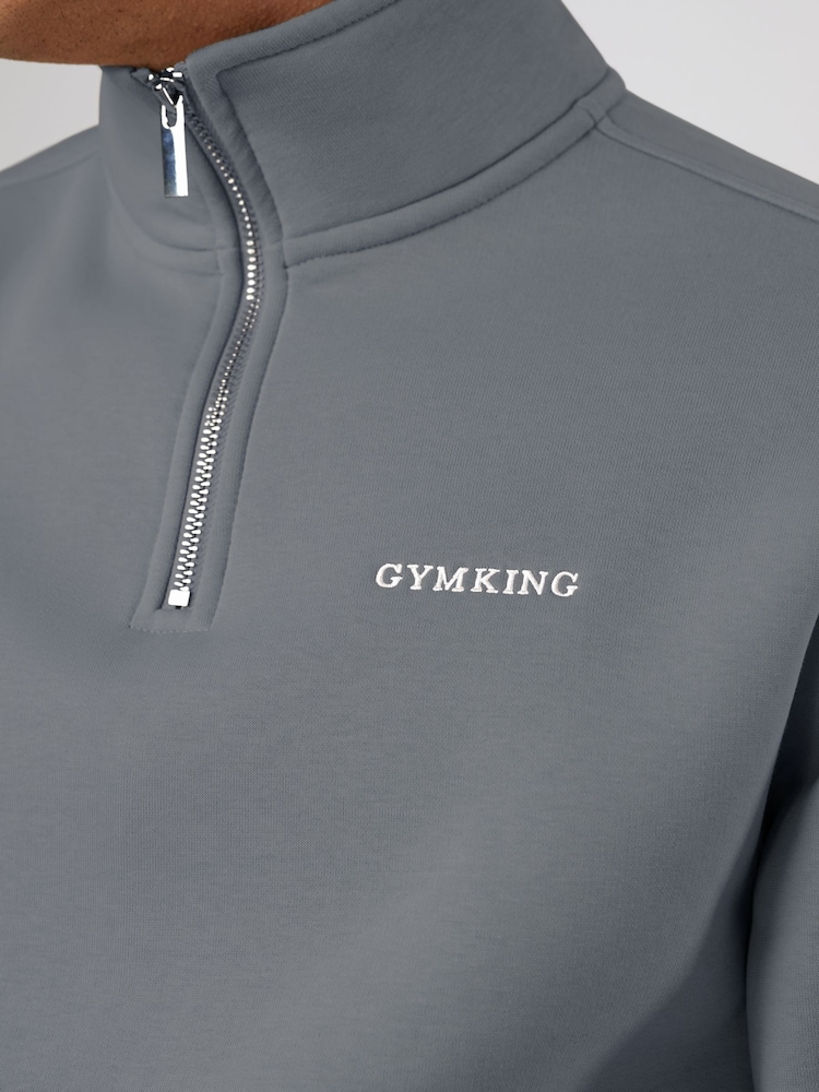 Gym King Grey Fundamental Linear Quarter Zip Funnel Jumper - Image 4 of 4 Gym King Grey Fundamental Linear Quarter Zip Funnel Jumper - Image 4 of 4