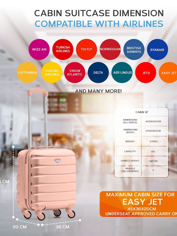 Flight Knight EasyJet Underseat 45x36x20cm 4 Wheel ABS Hard Case Cabin Carry On Suitcase Set Of 2 - Image 2 of 9