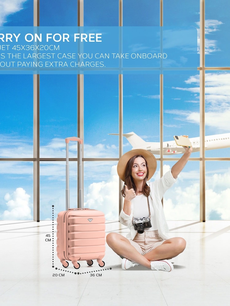 Oro rosa + Oro rosa - Set de 2 maletas con diseño rígido de cabina con 4 ruedas de 45x36x20 cm para colocar bajo el asiento Easyjet de Flight Knight - Imagen 9 de 9 Oro rosa + Oro rosa - Set de 2 maletas con diseño rígido de cabina con 4 ruedas de 45x36x20 cm para colocar bajo el asiento Easyjet de Flight Knight - Imagen 9 de 9