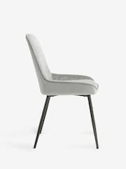 Set of 2 Soft Velvet Mid Grey Black Hamilton Black Leg Quilted Dining Chairs - Image 7 of 10